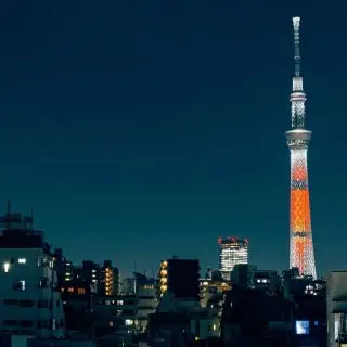 Sky Tree v nončím Tokyu, Japonsko, photocredits: xegxef on Pixabay