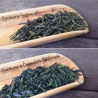 Porovnání kvality čajových lístků u 2 druhů japonského zeleného čaje Gyokuro z různých obchodů za podobnou cenu