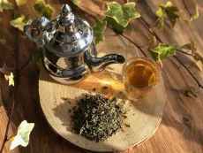 Touareg - zátiší s konvičkou - zelený mátový čaj - tradiční receptura severu Afriky například Maroka