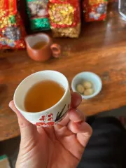 Ochutnávka aged Gaba oolongu v čajovně na severu Thajska